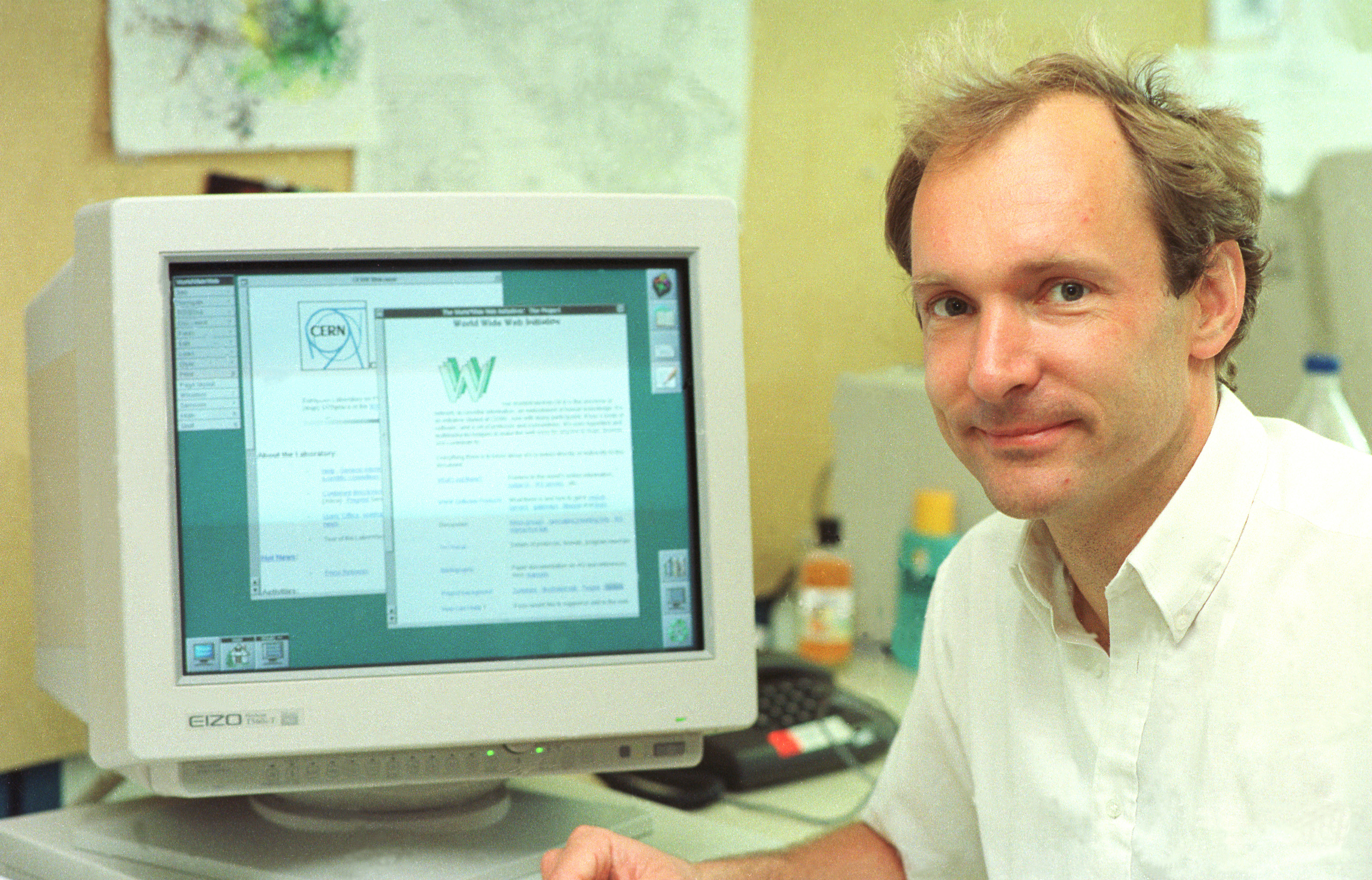 Tim Berners-Lee at the first web browser